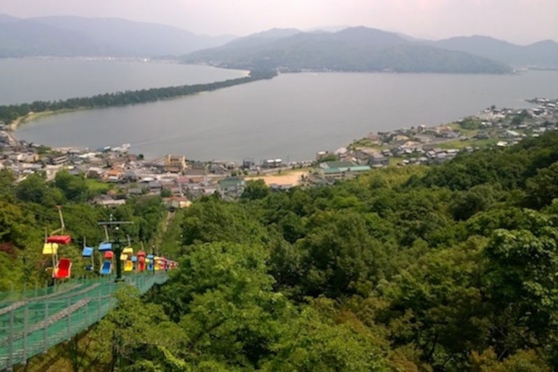 Aerial view of Amanohashidate, one of the top places to visit in Japan