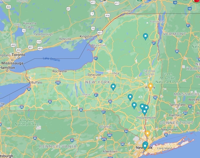 New York State tourism map