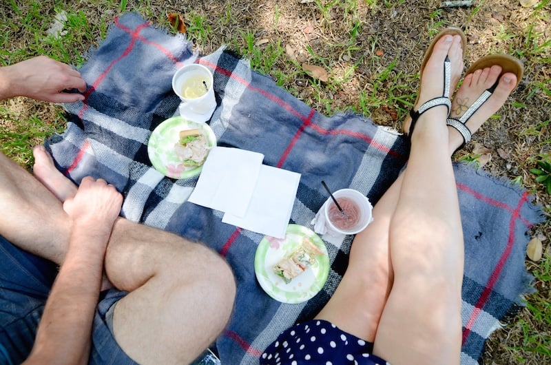 Picnicking in Savannah, Georgia during a trip to the United States